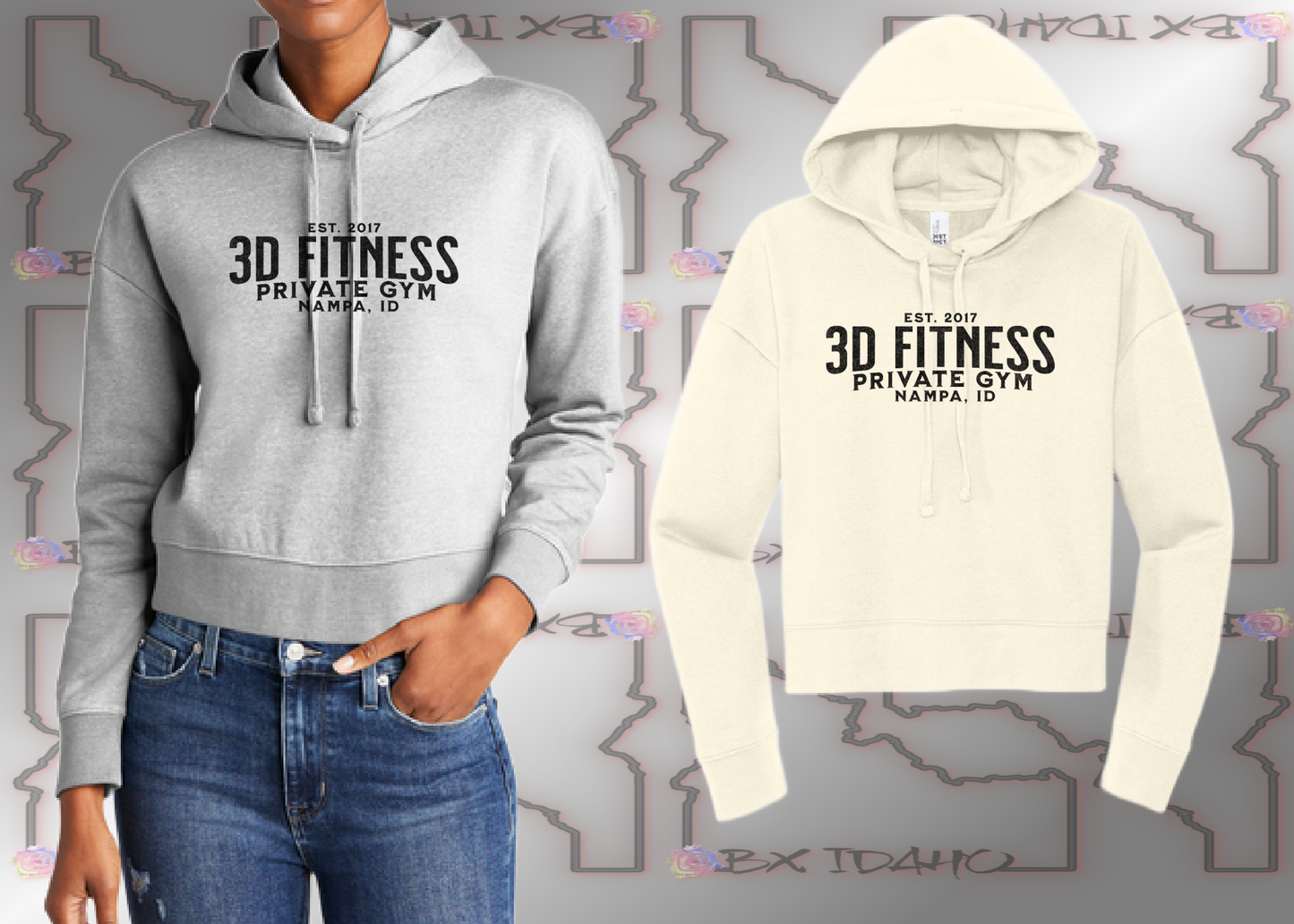 3D Fitness Ladies Cropped Hoodie