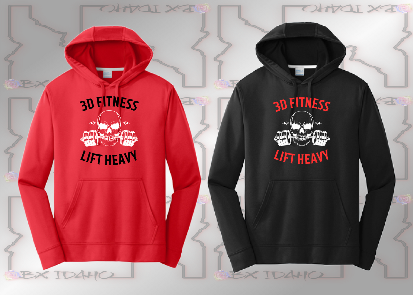 3D Fitness red Lift Heavy Performance Hoodie