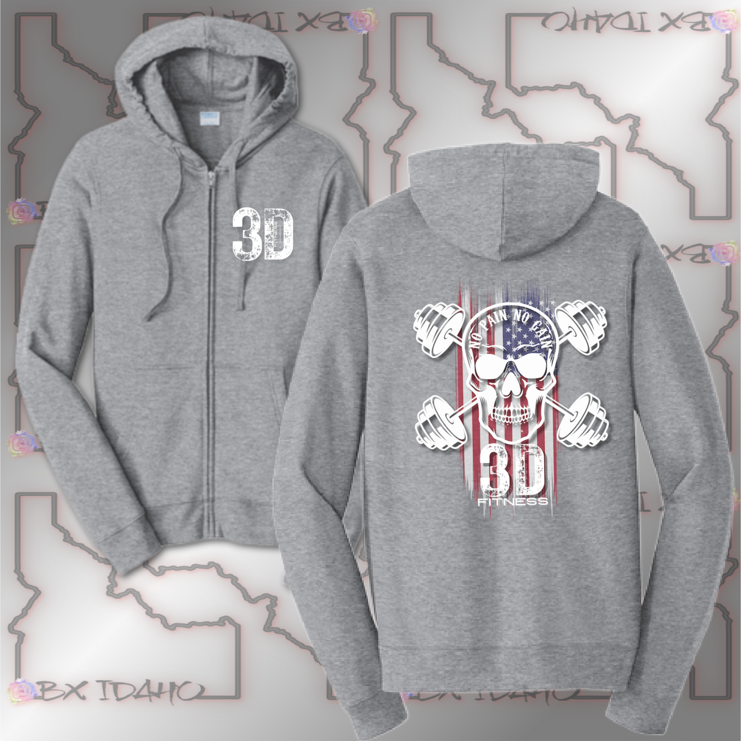 3D Skull Flag Zip-Up Hoodie