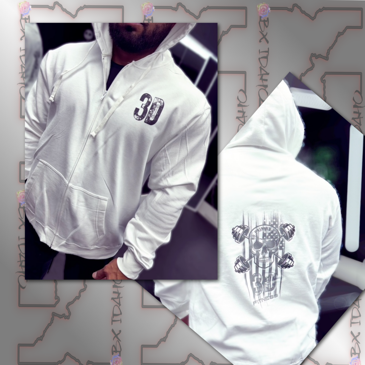 3D Skull Flag Zip-Up Hoodie