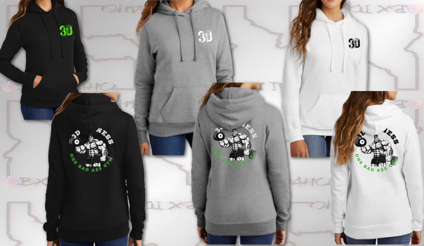 3D Fitness green "One Bad A$$" Pullover Hoodie