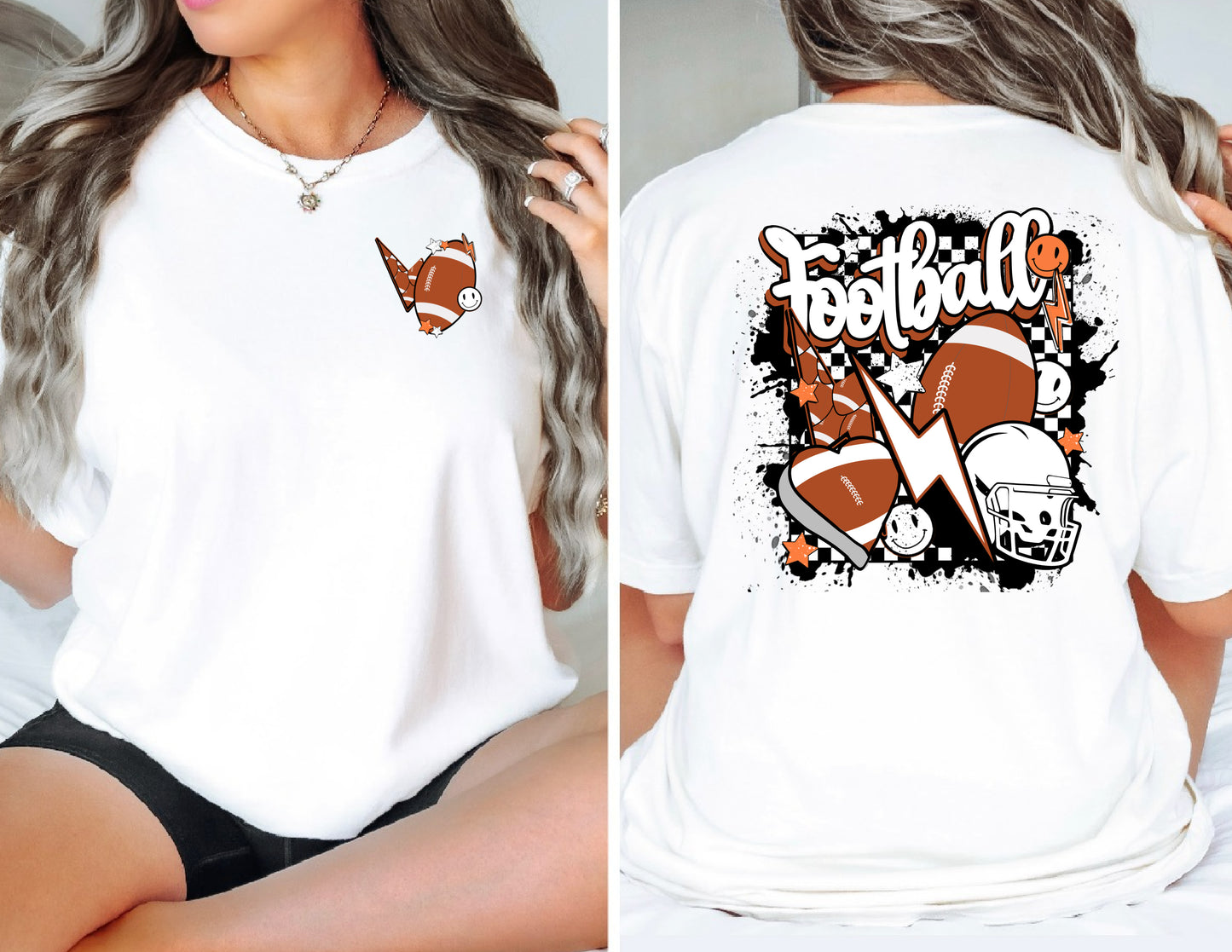 Football retro checkered tee