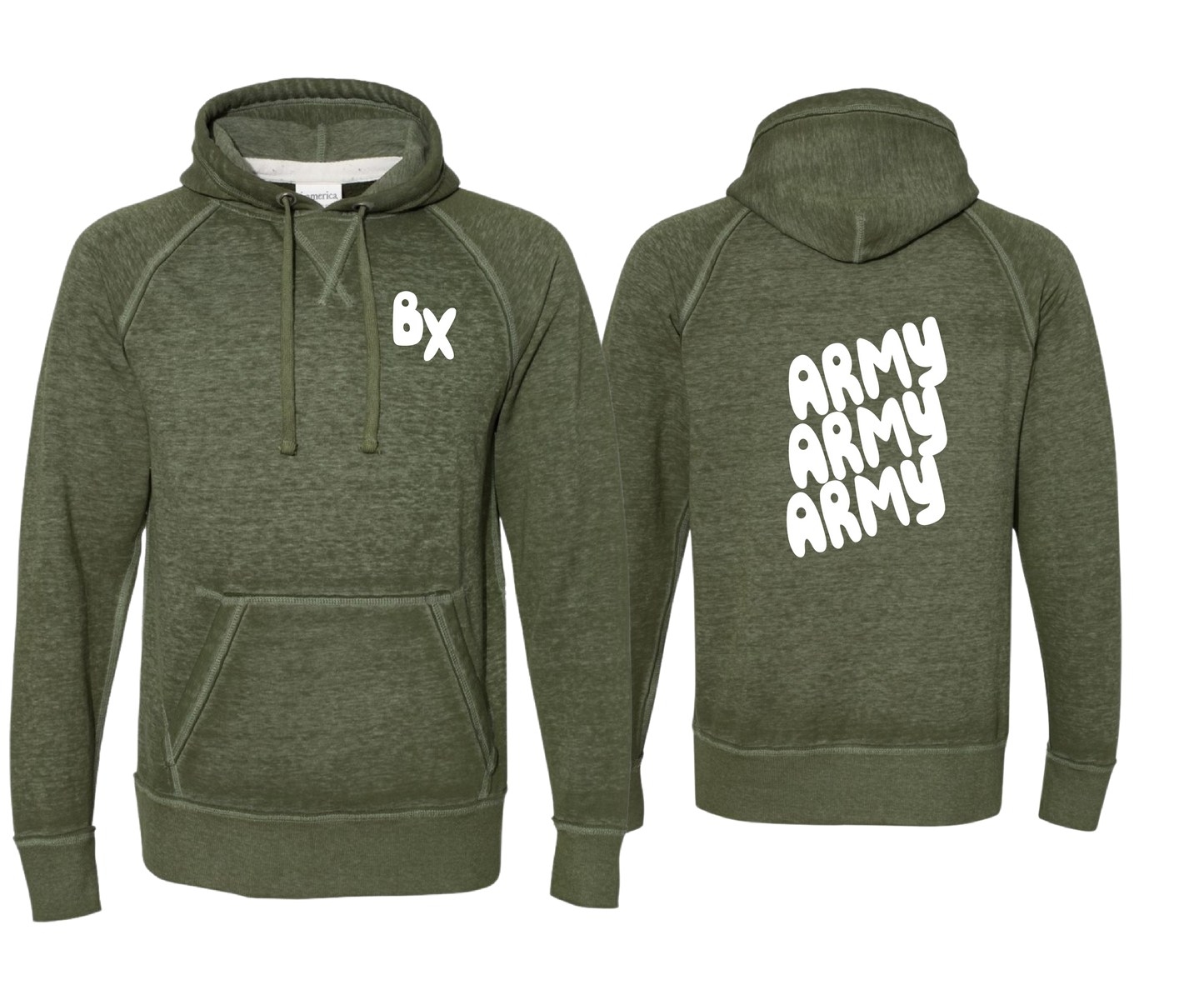 Vintage Fleece Hooded "Army" Sweatshirt