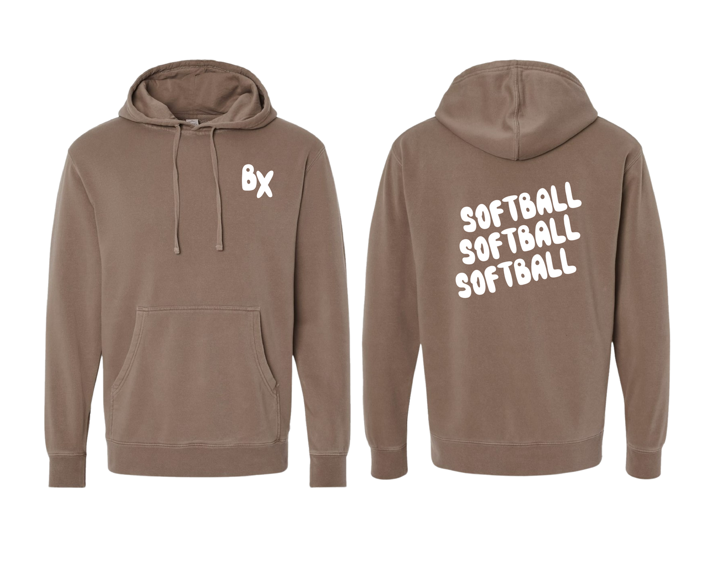 Vintage Fleece Hooded "Softball" Sweatshirt