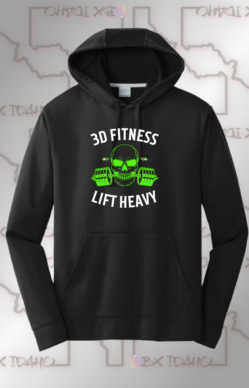 3D Fitness green Lift Heavy Performance Hoodie