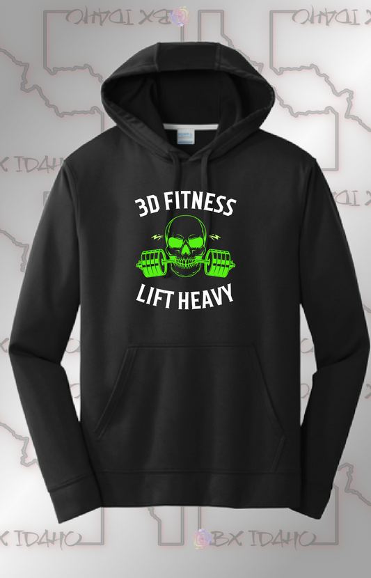 3D Fitness green Lift Heavy Performance Hoodie