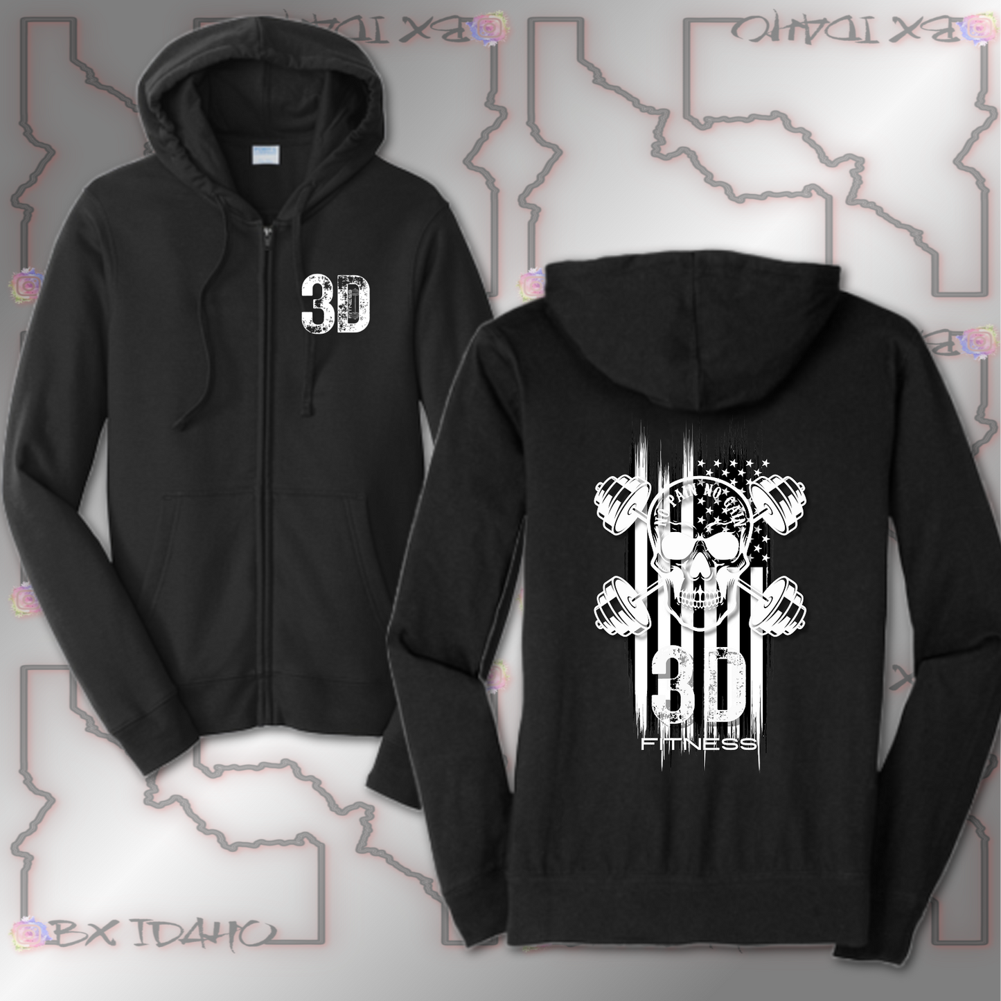 3D Skull Flag Zip-Up Hoodie