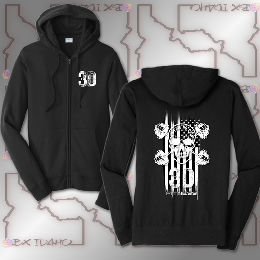 3D Skull Flag Zip-Up Hoodie