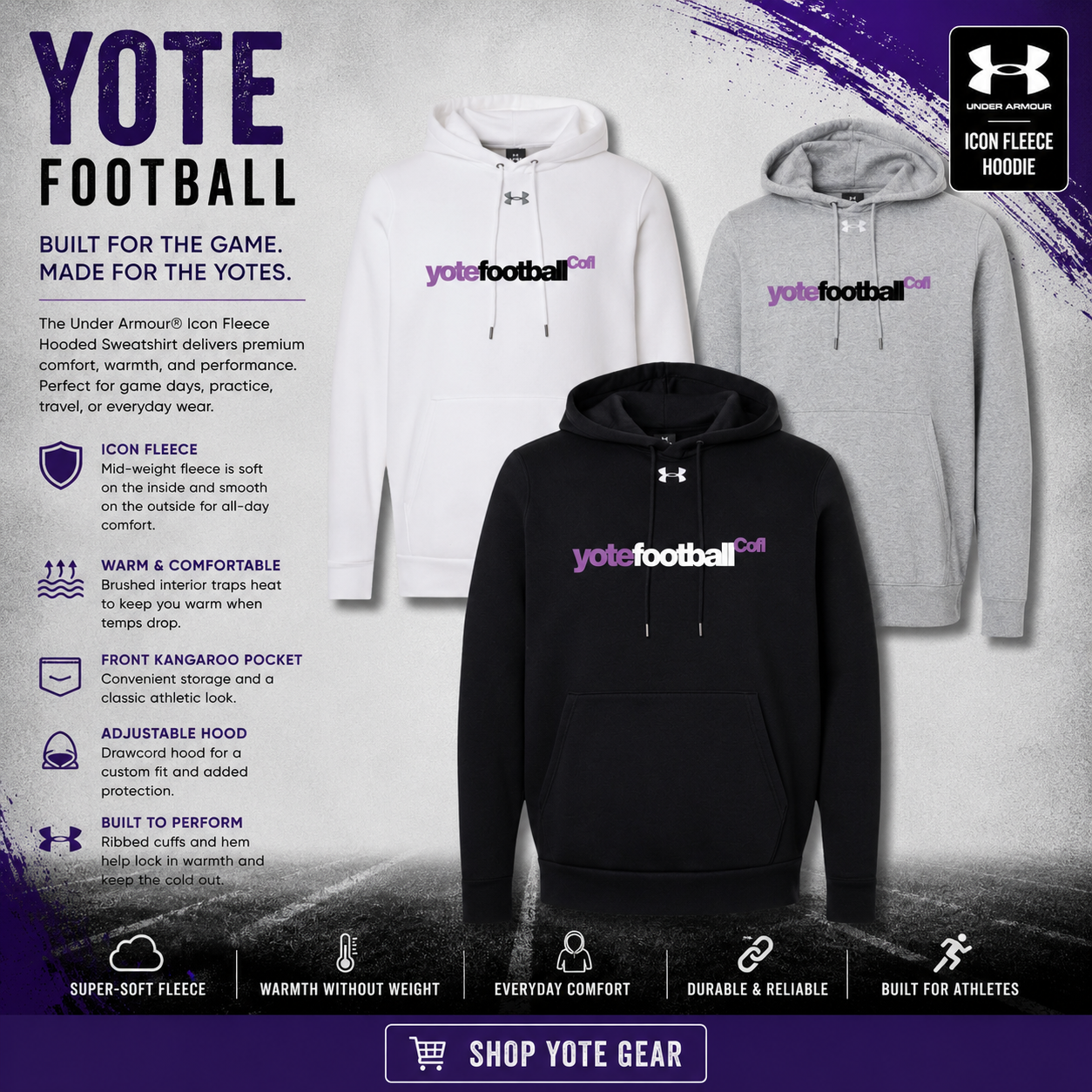 UA Yotes Icon Fleece Hooded Sweatshirt