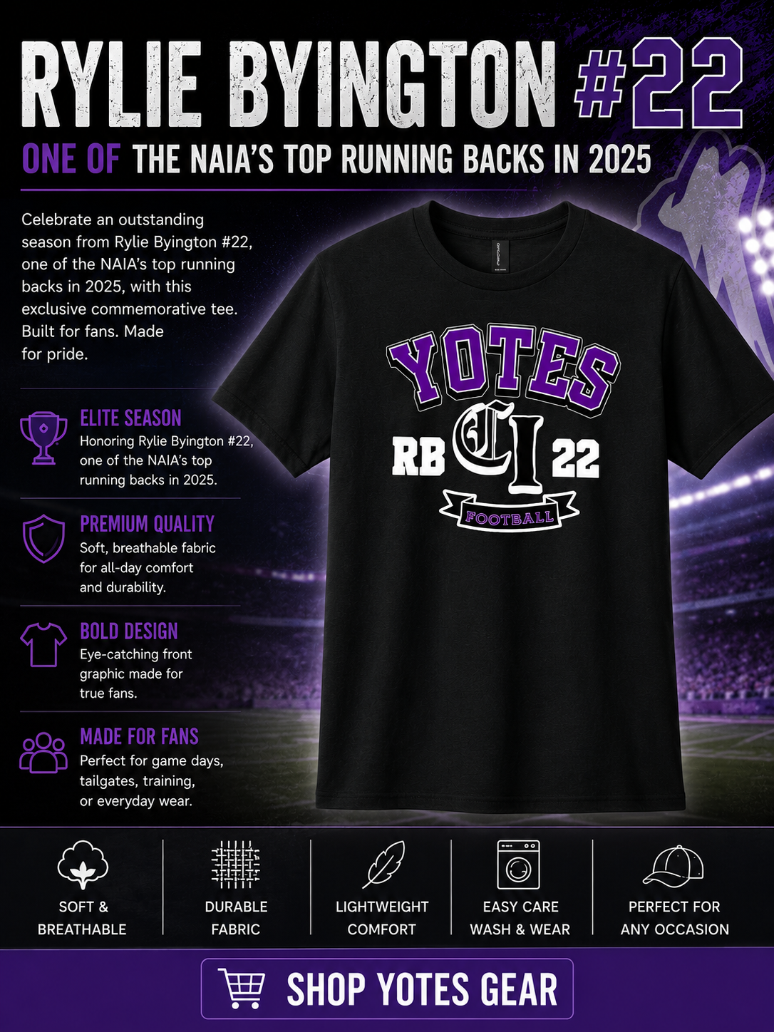 Rylie Byington #22 Football Fan Tee