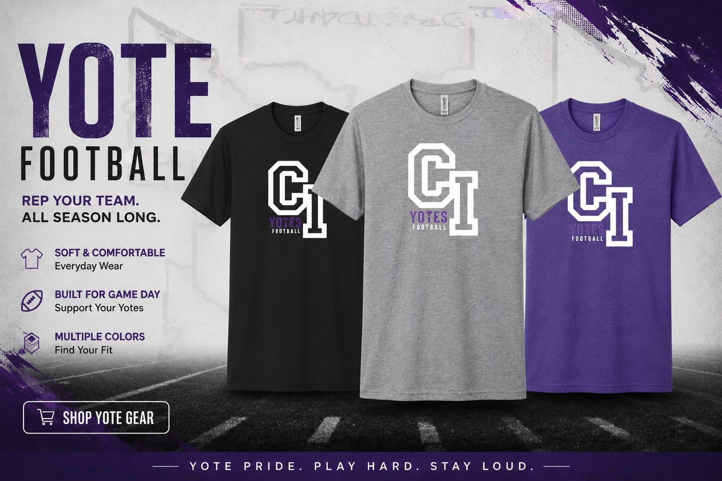 Yotes CI Football Tee