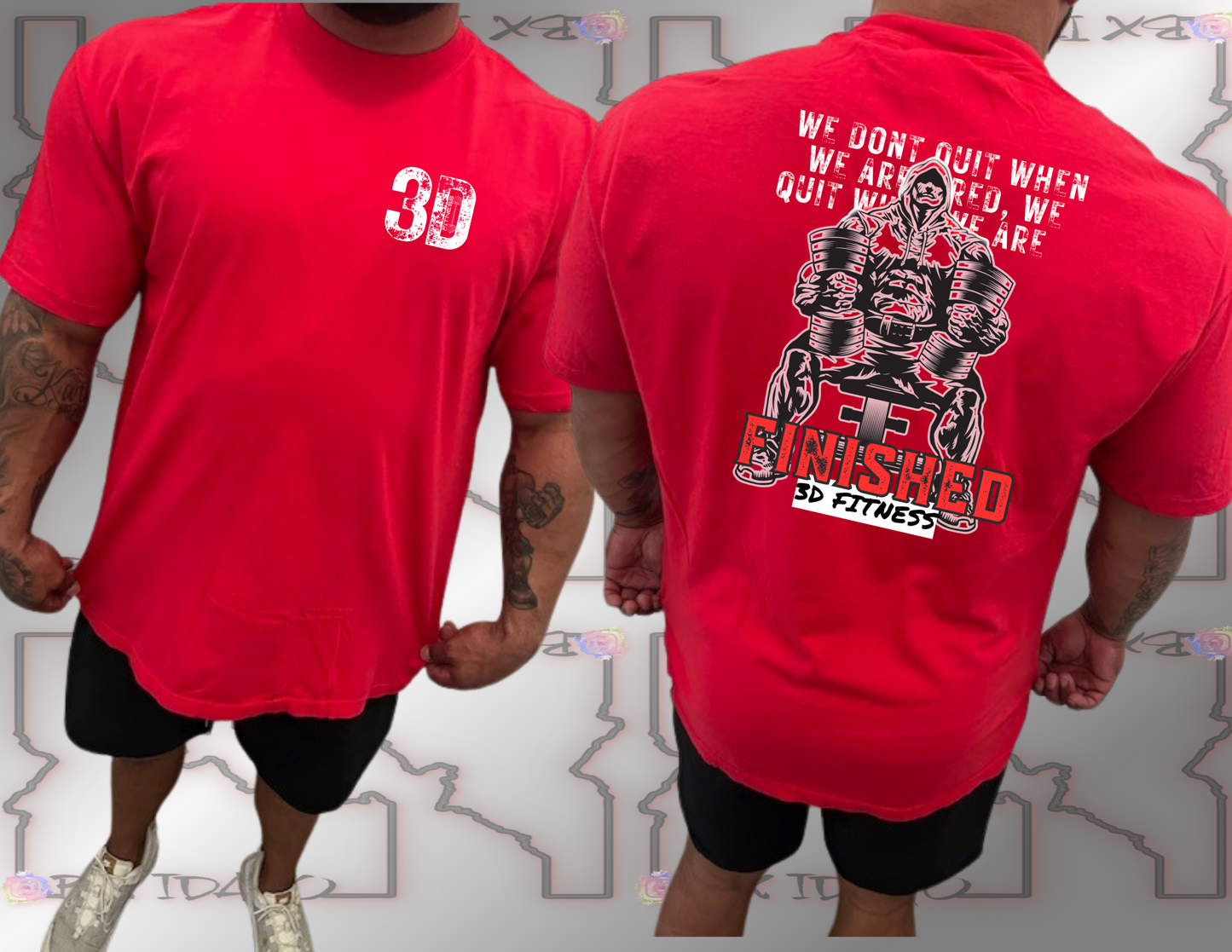 3D Fitness red "We don't quit" Tee