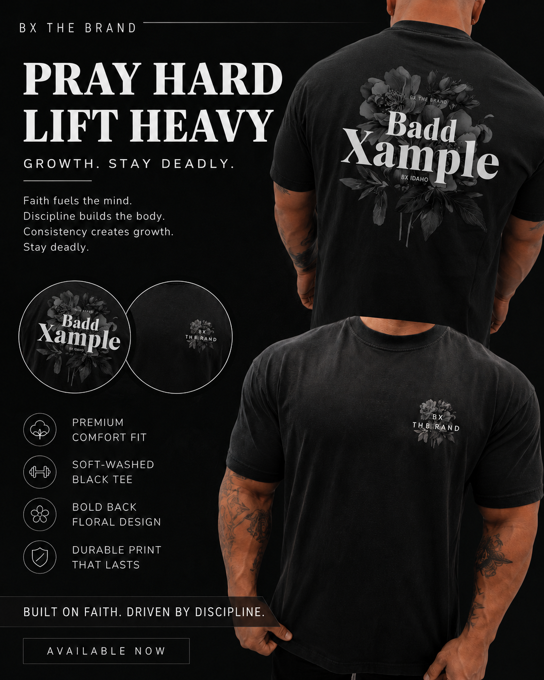 Pray Hard. Lift Heavy. BX. Tee