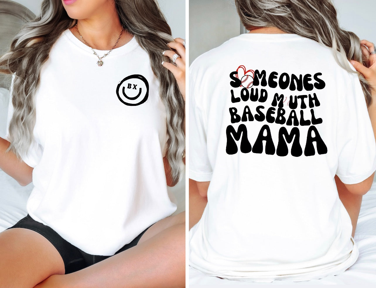 Someones Loud Mouth Baseball MAMA - White Tee