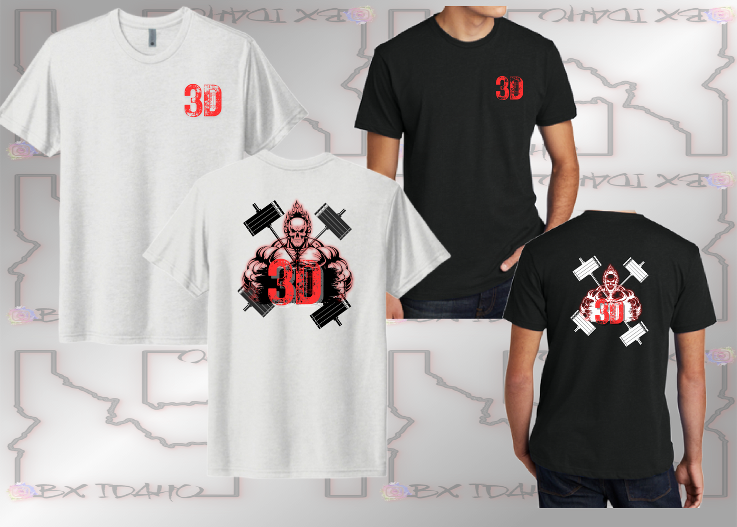 3D Fitness red Skull T-shirt