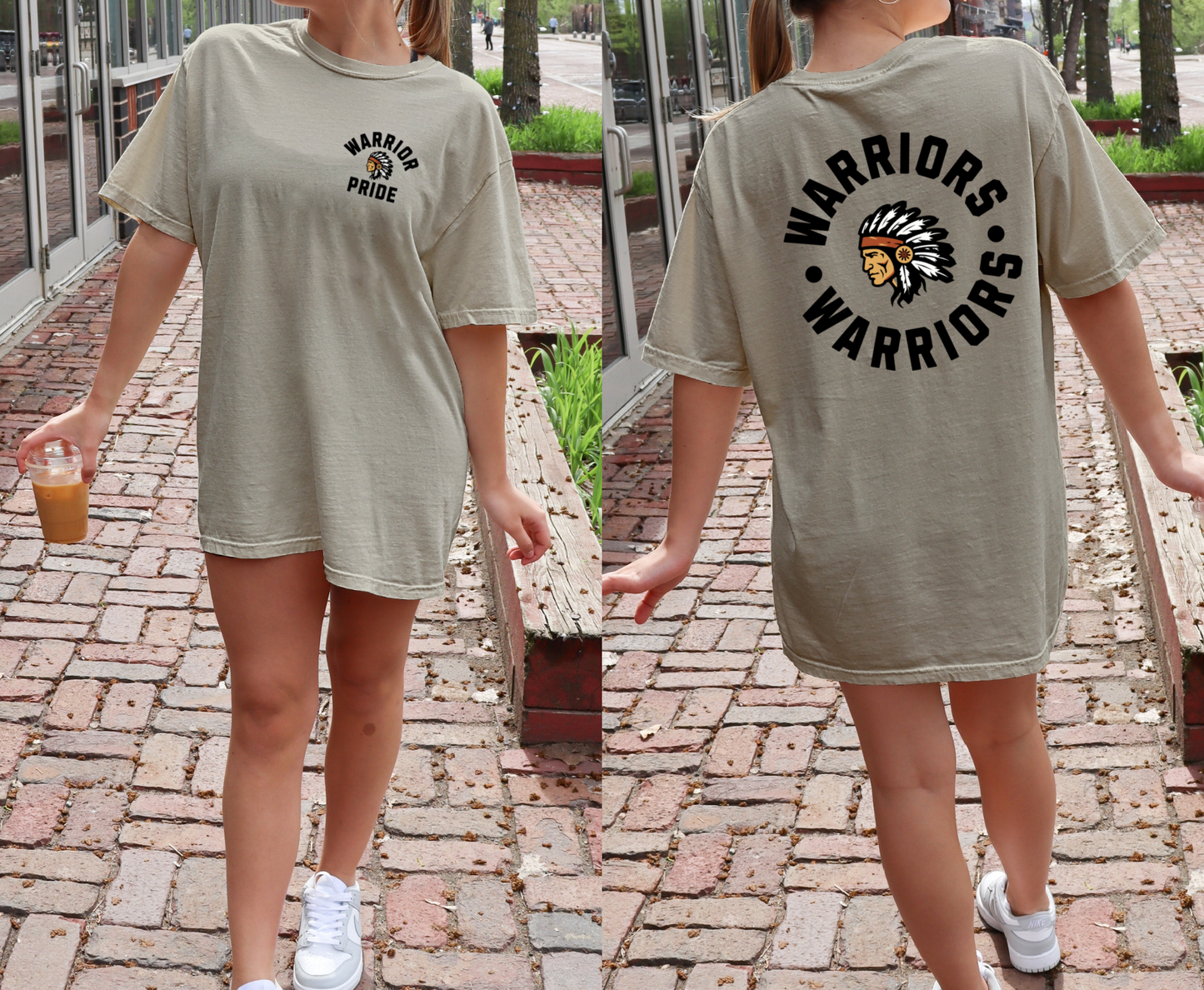 Warriors Full Circle - khaki tshirt Designed by BX Idaho | CB