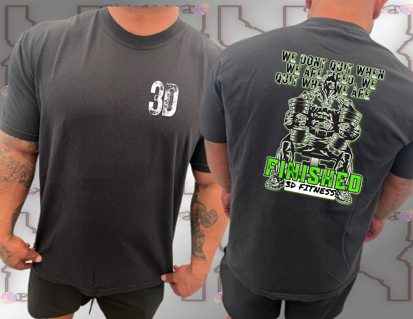 3D Fitness green "We don't quit" Tee