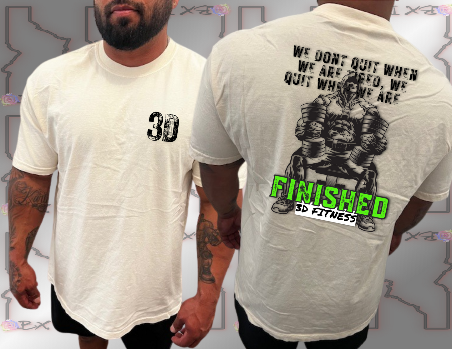 3D Fitness green "We don't quit" Tee