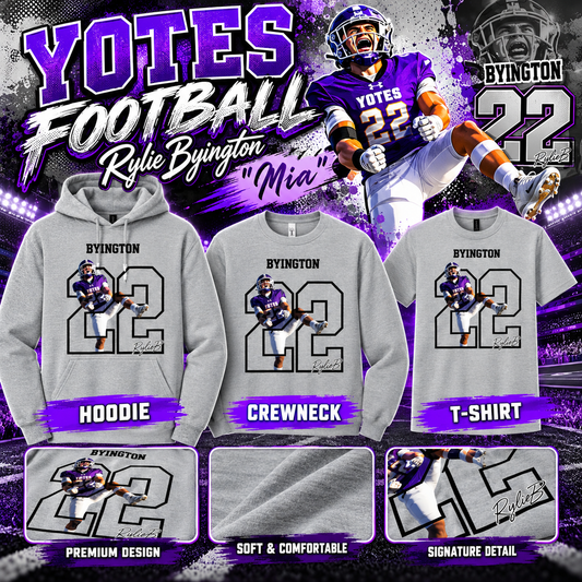 Yotes Football Rylie Byington "Mia" designed | Hoodie, T-Shirt & Crewneck