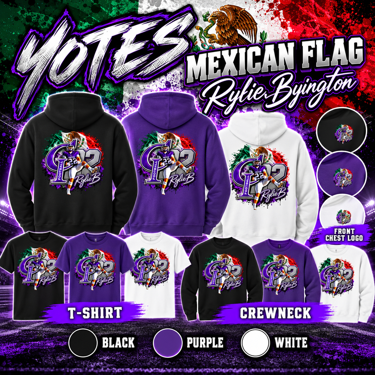 Yotes Mexican Flag – Rylie Byington | Hoodie, T-Shirt & Crewneck