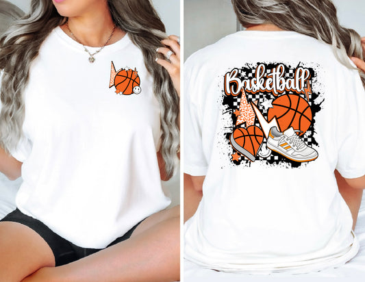 Basketball retro checkered tee