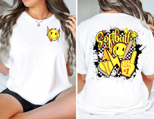 Softball retro checkered tee