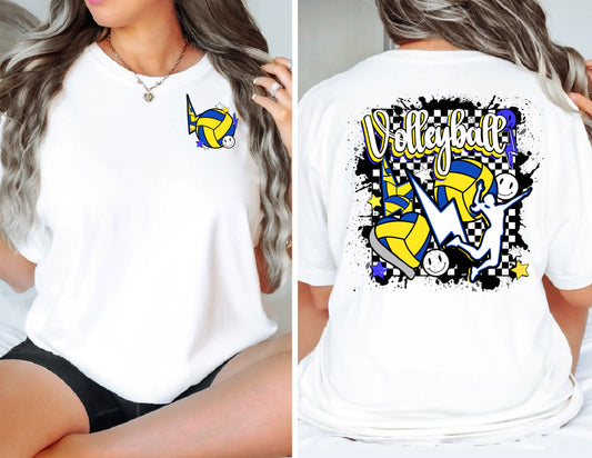 Volleyball retro checkered tee