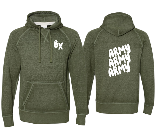 Vintage Fleece Hooded "Army" Sweatshirt