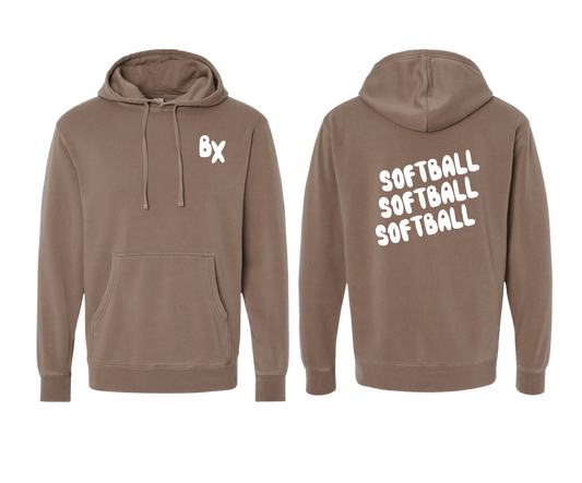 Vintage Fleece Hooded "Softball" Sweatshirt