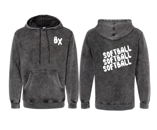 Vintage Fleece Hooded "Softball" Sweatshirt